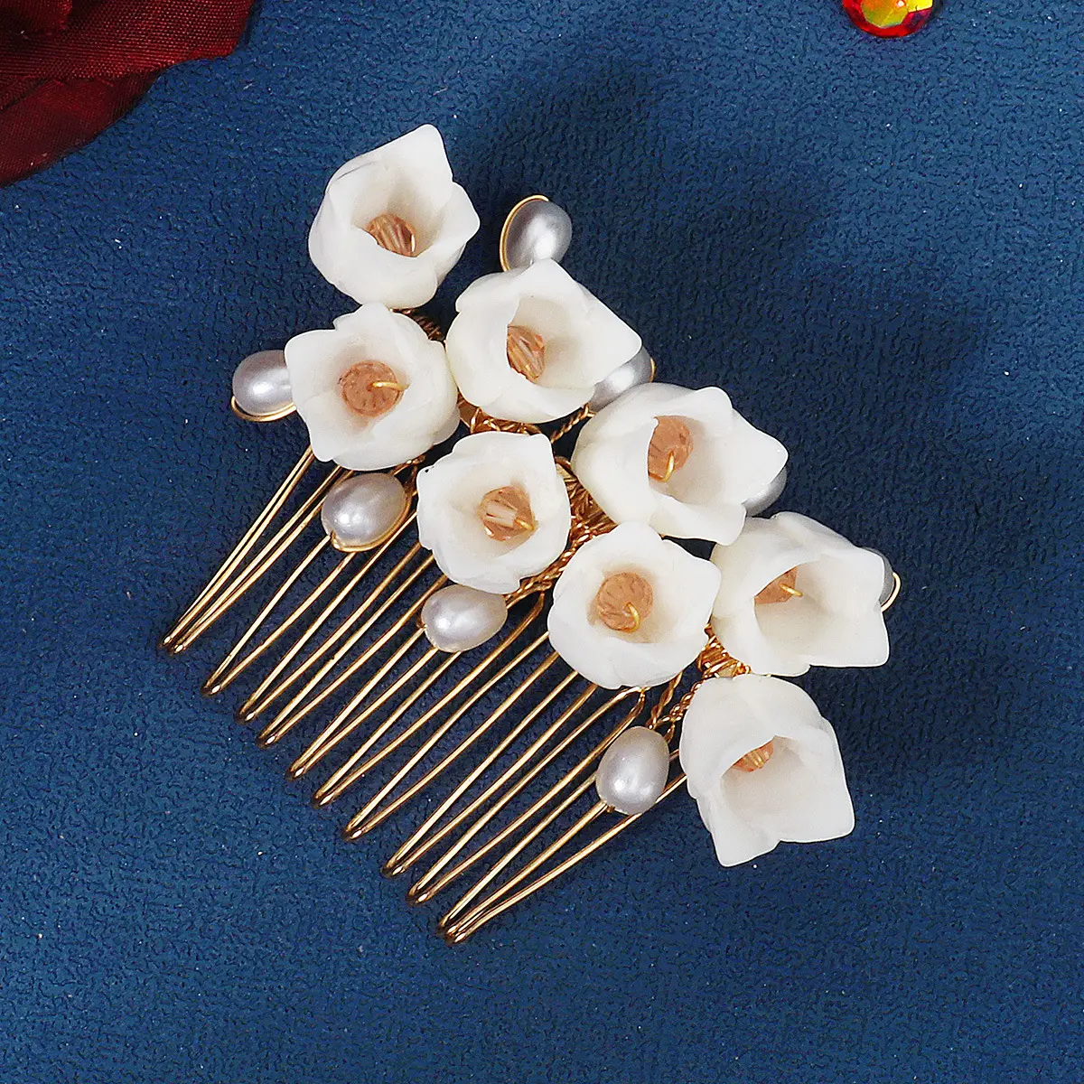 HY huanhuan fatto a mano pettine in resina dolce fiore acconciatura copricapo Hanfu accessori per capelli di cristallo