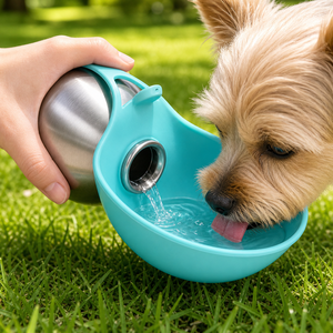 Dispenser d'Acqua Portatile per Animali Domestici Petop, Bottiglia da Viaggio in Acciaio Inox con Ciotola Pieghevole in Silicone per Cani e <span class=keywords><strong>Gatti</strong></span> - Product Image 2