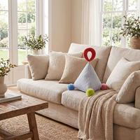 Großhandel Dreieckiges Plüschkissen mit Griff und Pompon-Ball, Individuelle Farbe, Moderne Wohndekoration, Zierkissen, Sofadekoration, Geschenk