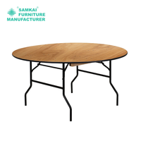 Table pliante ronde pour restaurant, mariage, banquet, événements extérieurs, en bois et métal, SK-ZDZ-F001, pas cher et de qualité.