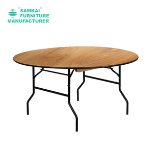 Mesa plegable de <span class=keywords><strong>metal</strong></span> de madera para eventos al aire libre, mesa plegable redonda para banquetes de catering para bodas y restaurantes, barato, caliente, a la venta, a la venta, al aire libre, a la venta al por mayor - Product Image 2