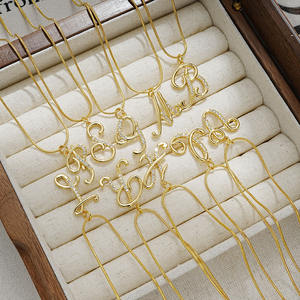 เครื่องประดับดีไซน์ใหม่ตัวอักษร J <span class=keywords><strong>K</strong></span> จี้ทองเหลืองเพทายทองชุบด้วยไฟฟ้า26ตัวอักษร - Product Image 3