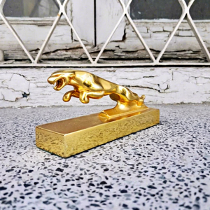 Gold Brass Leopard <b>Paperweight</b> Rectangle Shape Modern Animal Design Home Decoration Tabletop Decor All Seasons - Product Image 1