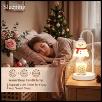 Lampe chauffe-bougie Bonhomme de neige de Noël à hauteur réglable, Lampe à fond de cire sans flamme pour aromathérapie, Idéal comme cadeau de fêtes