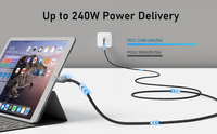 Kabel SYONG Tipe C 8K60Hz 90 Derajat USB4.0, Transfer Data 40Gbps, Pengiriman Daya 240w, Jalinan Nilon untuk MacBook, iPhone