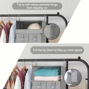 Organizador de Estantes Metálicos Plegables de 4 Niveles con Ganchos y Cajón de Almacenamiento para Pared, Fabricante de Fábrica - Product Image 4