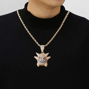 <span class=keywords><strong>Collana</strong></span> Hip Hop con Ciondolo Gengar Cartoon <span class=keywords><strong>Anime</strong></span>, Catena con Pendente a Forma di Piccolo Mostro con Diamanti - Product Image 6