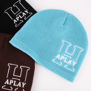 Personnalisé 100% Acrylique Hiver Crâne Cap Brodé Walf Checks Beanie Personnalisé <span class=keywords><strong>Tricot</strong></span> Casquettes Logo Chapeaux - Product Image 4