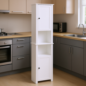 Meuble de rangement blanc autoportant de 67 pouces pour cuisine et salle de bain avec 2 étagères, design contemporain - Product Image 2