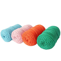 Cordon en macramé 100% coton cardé 3 mm, corde tressée multicolores, fil fantaisie teinté, résistant pour le tricot à la main