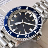 Montre mécanique de plongée de luxe, cristal saphir, lunette en céramique bleue, cadran noir, étanche 200 m, acier inoxydable, montre pour homme