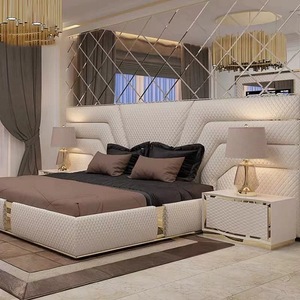 Lit mural king size en cuir de style européen, moderne et luxueux, durable, personnalisable, ensemble de meubles de chambre à coucher – Grande Vente - Product Image 4