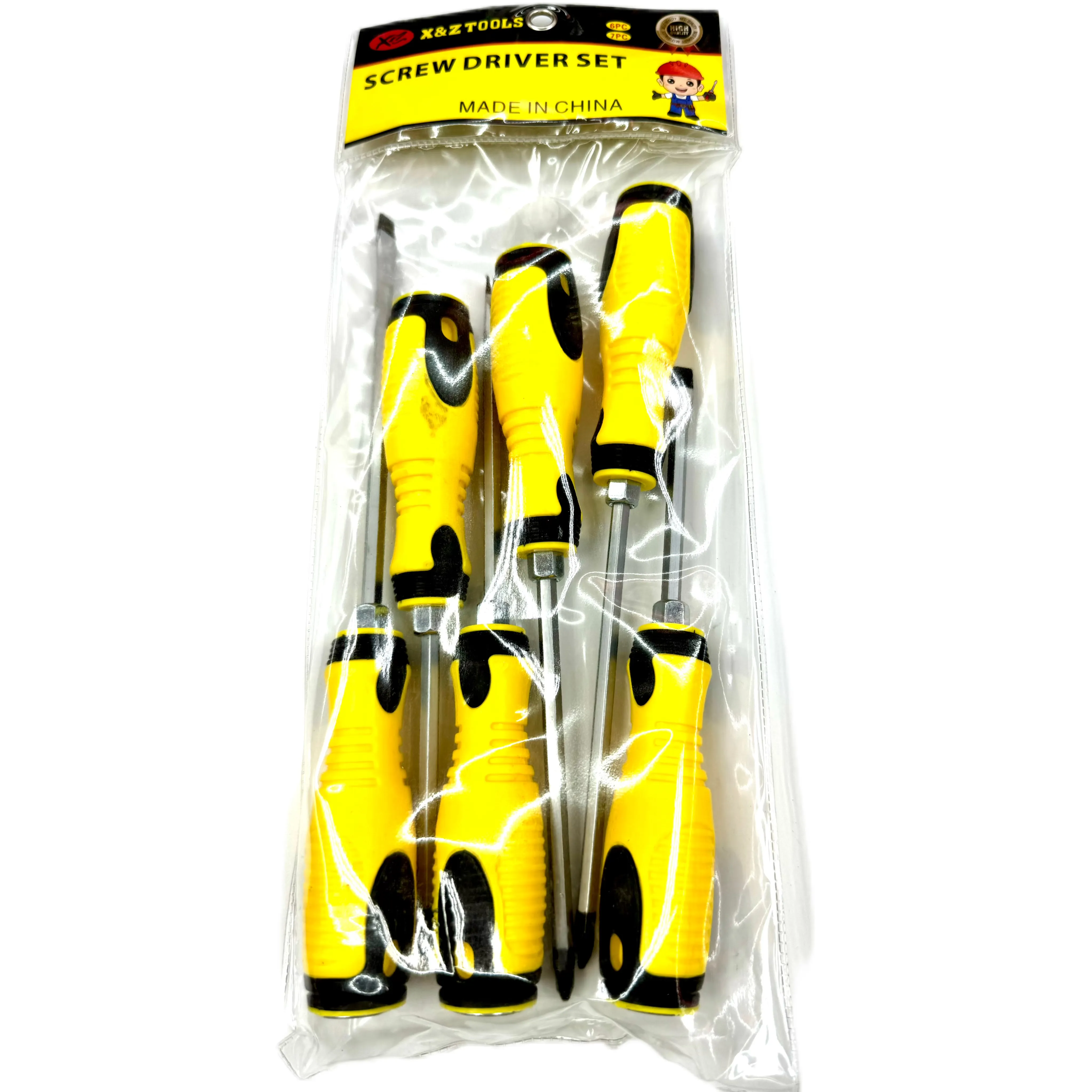 GK-C030 Hard yellow 6pc screwdriver set  flat cross screwdriver with magnetic dual-purpose bag screwdriver for assembly