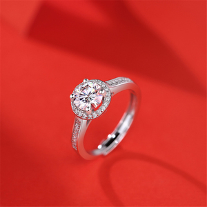 Bague CANNER 1 carat en argent S925 plaqué platine avec moissanite, modèle élégant pour femme, ajustable - Product Image 5