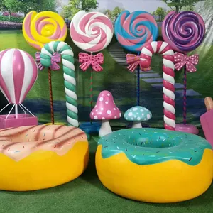 Unterstützung angepasst große schaum fiberglas candy requisiten skulptur/riesen lollipop candyland für hochzeit