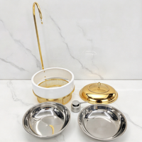 Serveur de buffet de luxe en acier inoxydable plaqué or 8L, alimenté au carburant, avec couvercle amovible, pour la restauration et les présentations de mariage