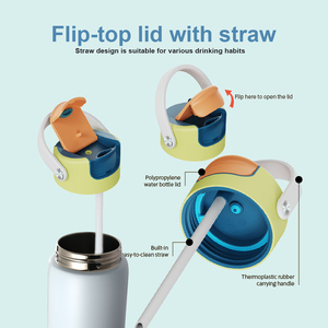 Ensemble <span class=keywords><strong>de</strong></span> bouteilles d'eau Everich en Tritan et acier inoxydable avec couvercle à paille rabattable et poignée confortable pour tous les âges - Product Image 3