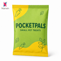 Sachet plat à fermeture arrière imprimé sur mesure, qualité alimentaire, pour petites friandises pour animaux de compagnie, emballage d'aliments pour animaux