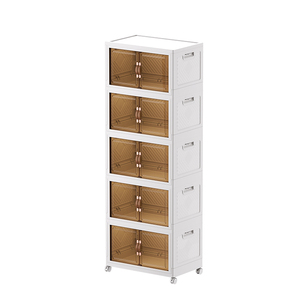 Portable Multi Usage Plastic Clear Clothes Storage Container Folding Storage Cabinet For Bedroom