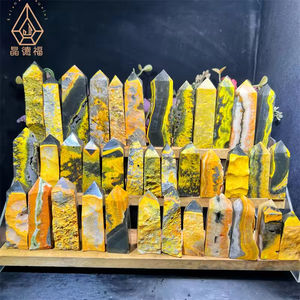 Venta al por mayor: Varita de piedra curativa pulida a mano, Torre de cristal de jaspe Bumble Bee, Obelisco de jaspe, Colección de especímenes minerales - Product Image 6