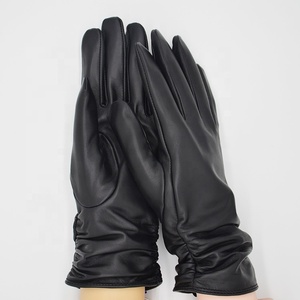 Meilleures ventes Gants en cuir de mouton à la mode pour femmes Mitaines d'<span class=keywords><strong>hiver</strong></span> chaudes avec écran tactile Style uni pour une utilisation quotidienne en extérieur - Product Image 1