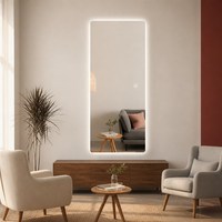 Miroir LED rectangulaire sans cadre, pleine longueur, IP44, interrupteur tactile à intensité variable, miroir de maquillage éclairé