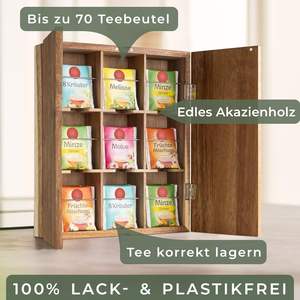 กล่องเก็บถุงชาลิปตันไม้กระถินเทศ 9 ช่อง ทนทาน พกพาสะดวก กล่องไม้ Eudr - Product Image 3