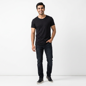 T-shirt décontracté pour homme à col en V, 100% coton, respirant, avec options personnalisables, manches courtes, vêtements d'été - Product Image 1