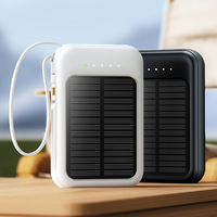 Batterie solaire portable 20000mAh avec câbles intégrés et lampe torche LED, charge rapide, batterie externe pour les voyages en plein air