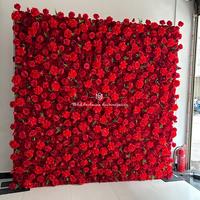 Mur de fleurs artificielles 3D en tissu 8 x 8 pieds, pivoines et roses, pour décoration de mariage