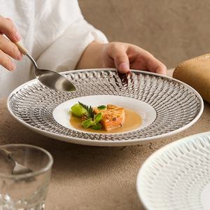 Elegante Plato <span class=keywords><strong>de</strong></span> Sopa con Borde Dorado para Pasta, Ensalada, Plato <span class=keywords><strong>de</strong></span> Cerámica Plateado y Dorado <span class=keywords><strong>de</strong></span> Lujo para Sopa y Platos Principales para Banquetes <span class=keywords><strong>de</strong></span> Boda - Product Image 2