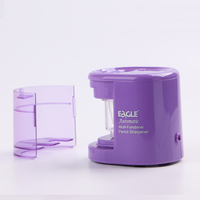 Taille-crayon électrique automatique double trou pour l'école, fournitures scolaires, violet