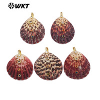 WT-JP527 Pendentifs en or de qualité supérieure avec coquille de palourde naturelle et zircon coloré, accessoires uniques pour boucles d'oreilles féminines
