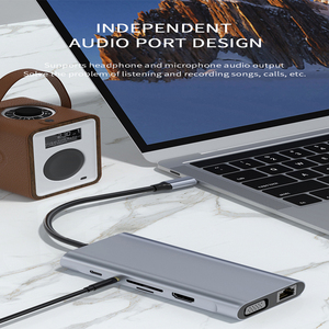 Hub USB alimenté Hub USB <span class=keywords><strong>BASIX</strong></span> 11 en 1 HD-MI VGA PD RJ45 USB3.0 SD TF Station d'accueil - Product Image 4