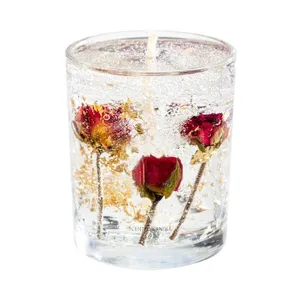 家の装飾透明ジェルワックスキャンドルガラスカップアロマセラピー香りキャンドル/キャンドル