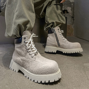 Botas de Trabajo para Hombre, Estilo Británico Retro, con Cordones, Parte Superior de PU, Antideslizantes, con Aumento de Altura, Tendencia Otoño 2026 - Product Image 5