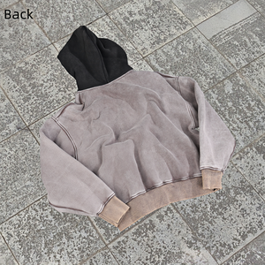 Sweat à capuche surdimensionné à coupe ample avec logo personnalisé, lavage à l'acide, fermeture éclair, épaules tombantes pour hommes, fabricant - Product Image 5