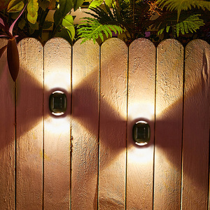 Xinyao Elektrogeräte Solarbetriebene LED-Wandleuchten 2 LED Oval Wasserdicht für Außenbereich Garten Balkon - Product Image 2