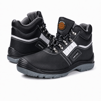 Sepatu Kerja Kulit Anti-Selip Anti-Tusuk Anti-Statik Berujung Baja Aimvvsec Unisex Mid Cut untuk Pabrik