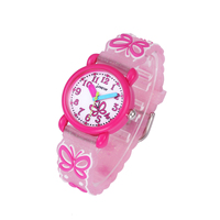 Montre à quartz de dessin animé en gros, OEM personnalisée, pour enfants et filles, analogique, bracelet en PVC, boîtier en plastique, étanche, design mignon, cadeau