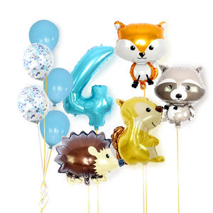 Renard <span class=keywords><strong>de</strong></span> dessin animé, hérisson, écureuil, ensemble <span class=keywords><strong>de</strong></span> ballons <span class=keywords><strong>de</strong></span> raton laveur ballons combinés numériques bleus pour <span class=keywords><strong>la</strong></span> décoration <span class=keywords><strong>de</strong></span> fête d'anniversaire des enfants - Product Image 4