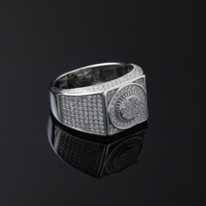 Anillo de Hombre de Alta Calidad, Estilo Hip Hop Vintage, Chapado en Oro de 14K, con Circonitas, Certificado por Terceros, Yimanxuan YWR020, Aniversario - Product Image 3