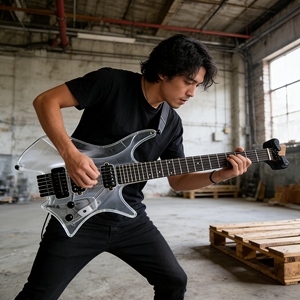 กีตาร์ไฟฟ้าดีไซน์ใหม่แบบพกพา 6 สาย ไม่มีหัว สำหรับผู้เริ่มต้นและการแสดงสด - Product Image 1