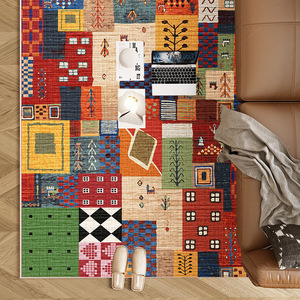 Tapis de salon en velours belge TPR, imprimé rétro, style bohème ethnique, tapis rectangulaire pour canapé, chambre à coucher, table de chevet, rétro - Product Image 2