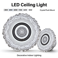 Plafonnier LED moderne en cristal avec télécommande, 3 températures de couleur RGB, éclairage intérieur pour salon et chambre