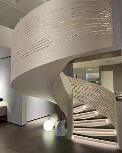 Escalier en marbre courbé de luxe <span class=keywords><strong>Helico</strong></span> avec éclairage LED à capteur de Foshan - Product Image 5