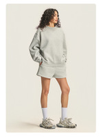 Ensemble pull molletonné et short ample pour femme, style hip-hop, col semi-montant, collection automne