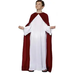 Kırmızı pelerin seti ile cadılar bayramı elbise beyaz Robe Boy İsa kostüm ABHC-010