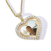 Bijoux vierges par sublimation, collier avec image de cœur, rotatif glacé, mode personnalisée, pendentif de photo, usine