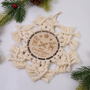Custom Christmas Tree Deco Handicraft Coaster <strong>Macrame</strong> Hanging <strong>Kit</strong> <strong>for</strong> <strong>Beginner</strong> DIY Circle Board Wooden <strong>Macrame</strong> Ornament Cord Set - Product Image 6